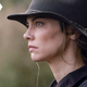 Maggie (Lauren Cohen) discovers you can’t go home again, especially after the Whisperers burned it down.